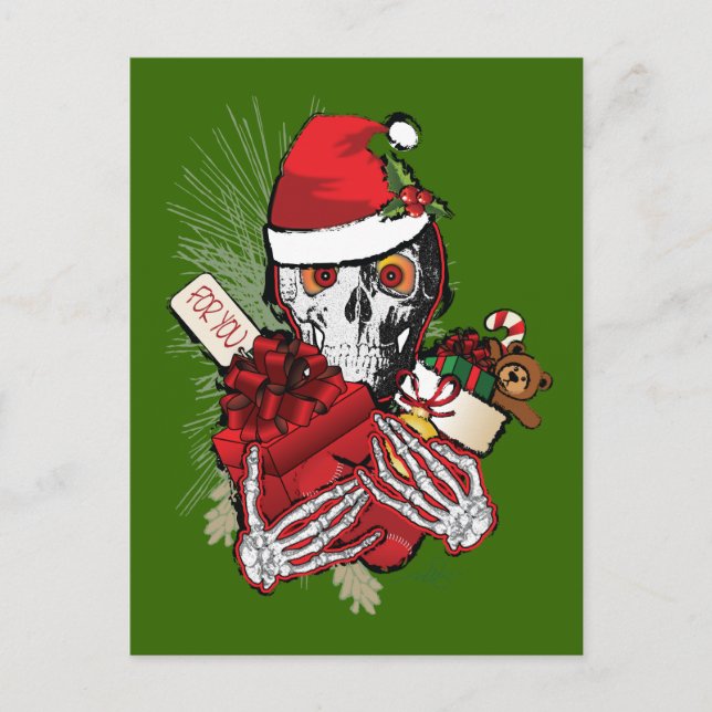 Cartes Pour Fêtes Annuelles Crâne de Noël (Devant)