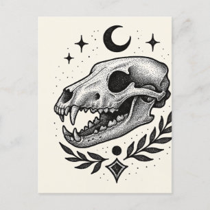 Cartes Pour Fêtes Annuelles Crâne de thylacine - Dotwork Conception inspirée d