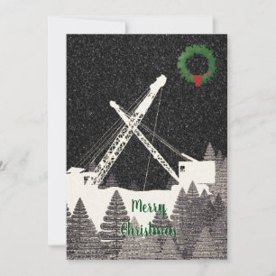 CARTES POUR FÊTES ANNUELLES CRANE OPERATOR CRAWLWER CRANE WINTERY NEIGE NUIT