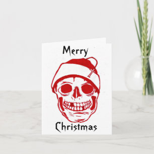 Cartes Pour Fêtes Annuelles Crâne rouge dans le casquette de Père Noël