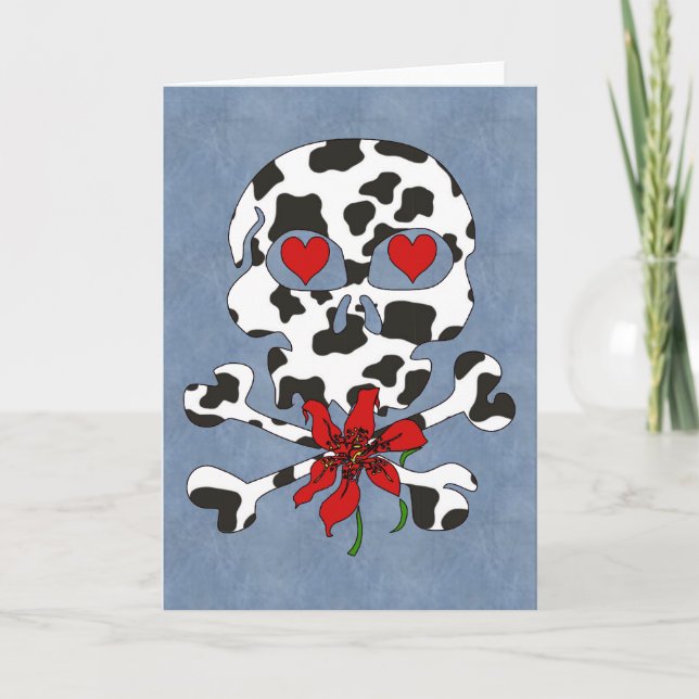 Cartes Pour Fêtes Annuelles Crâne Valentine de vache (Devant)
