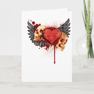 Cartes Pour Fêtes Annuelles Crânes d'Anti-Valentine avec des ailes