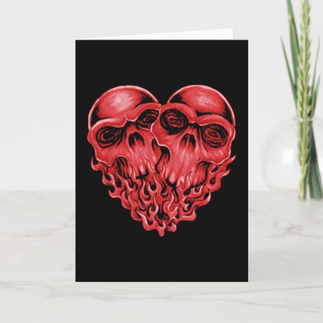 Cartes Pour Fêtes Annuelles Crânes de coeur (Devant)