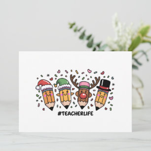 Cartes Pour Fêtes Annuelles Crayons de Noël Enseignant Vie d'enseignant Joyeux