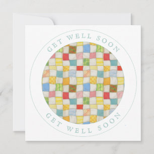 Cartes Pour Fêtes Annuelles CRAZY QUILT Carré Flat Get Well Card