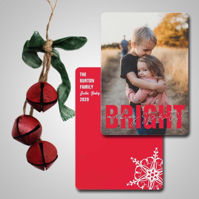 Cartes Pour Fêtes Annuelles Création moderne Spiritueux Noël brillant (Showcase your favorite pic and make everyone's spirit bright this holiday season.  )