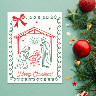 Cartes Pour Fêtes Annuelles Crèche de Noël chrétienne Religieux Noël