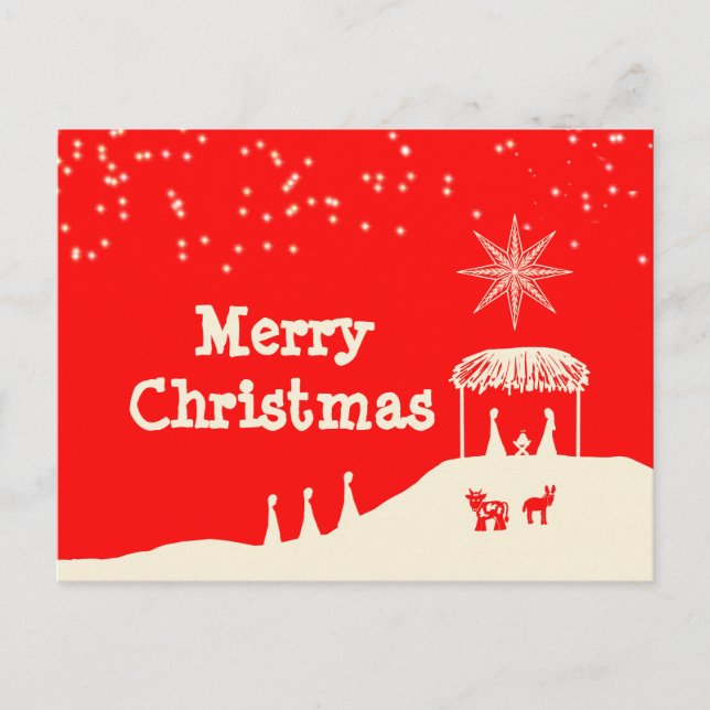 Cartes Pour Fêtes Annuelles Crèche de Noël minimaliste (Devant)