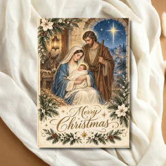 Cartes Pour Fêtes Annuelles Crèche de Noël religieuse chrétienne