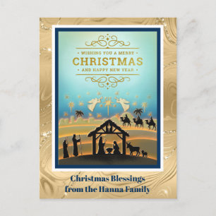 Cartes Pour Fêtes Annuelles Crèche "Joyeux Noël et Bonne Année"
