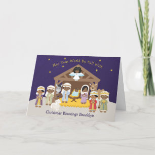 Cartes Pour Fêtes Annuelles Crèche noire
