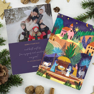 Cartes Pour Fêtes Annuelles Crèche Photo de famille religieuse Noël