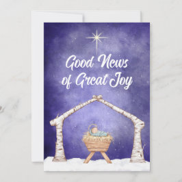 Cartes Pour Fêtes Annuelles Crèche rustique avec photo au verso