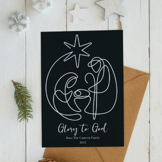 Cartes Pour Fêtes Annuelles Crèche simple et plate pour Noël religieux