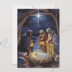 Cartes Pour Fêtes Annuelles Crèche traditionnelle des trois Rois mages