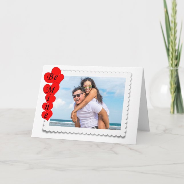 Cartes Pour Fêtes Annuelles Créez votre photo personnalisée Rouge Blanc Valent (Devant)