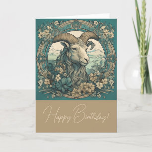 Cartes Pour Fêtes Annuelles Créez votre propre Capricorne Art Nouveau Zodiac