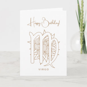 Cartes Pour Fêtes Annuelles Créez votre propre Elegant Gold & White Virgo Zodi