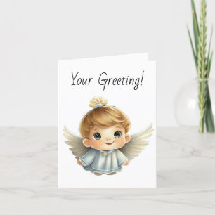 Cartes Pour Fêtes Annuelles Créez votre propre mignon Blonde garçon Noël Angel