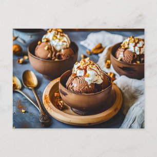 Cartes Pour Fêtes Annuelles Crème glacée au chocolat en coupe