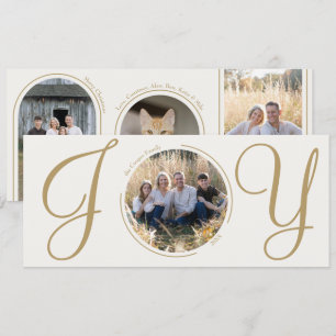 Cartes Pour Fêtes Annuelles Crème Gold Elegant minimaliste Noël Joie Photo