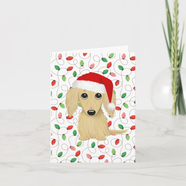 Cartes Pour Fêtes Annuelles Crème LonghEI Dachshund Père Noël Chien Noël (Devant)