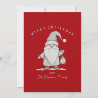 Cartes Pour Fêtes Annuelles Crème personnalisée gnome senior argent Noël rouge
