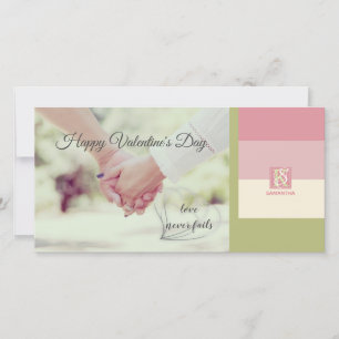 Cartes Pour Fêtes Annuelles Crème Rose Green Palette romantique Photo Monogram