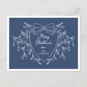 Cartes Pour Fêtes Annuelles Crête de Noël avec mistletoe bleu et blanc