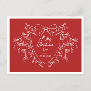 Cartes Pour Fêtes Annuelles Crête de Noël avec mistletoe festif rouge & blanc