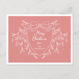 Cartes Pour Fêtes Annuelles Crête de Noël avec mistletoe rose et blanc