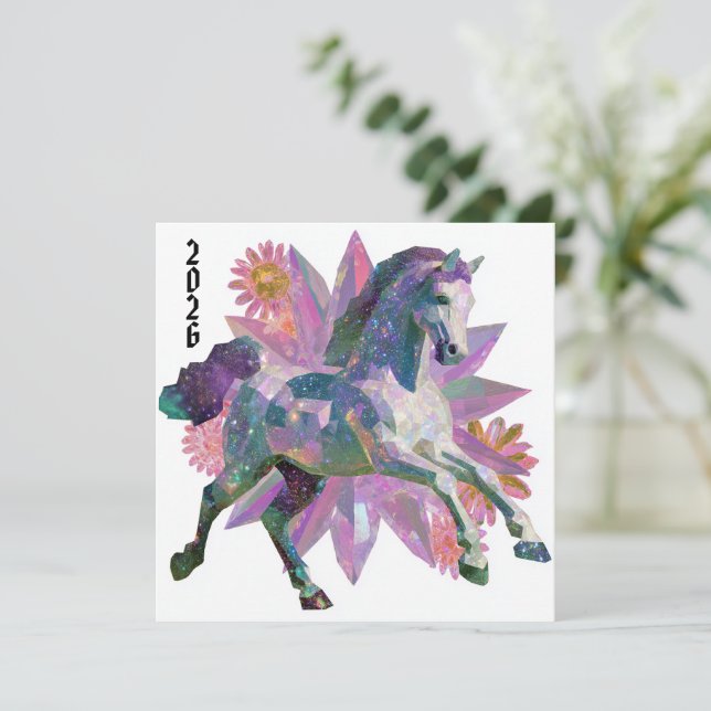 Cartes Pour Fêtes Annuelles Cristal céleste de l'année du Cheval (Debout devant)