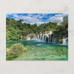 Cartes Pour Fêtes Annuelles Croatie, vue panoramique éloignée des cascades de 