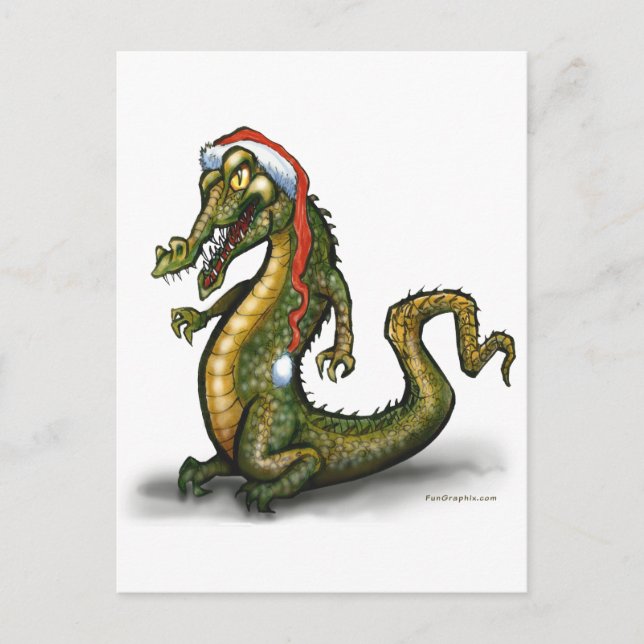 Cartes Pour Fêtes Annuelles Crocodile de Noël (Devant)