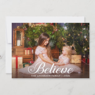 Cartes Pour Fêtes Annuelles Croire Élégante Calligraphie Famille Photo