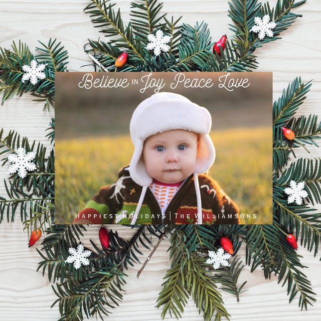 Cartes Pour Fêtes Annuelles Croire en Joy Peace Love Christmas Holiday Photo (Créateur téléchargé)