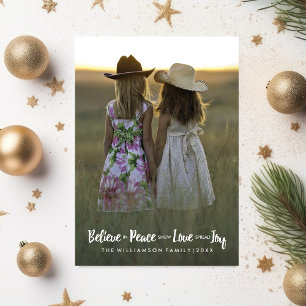 Cartes Pour Fêtes Annuelles Croire en Paix Amour Joie Noël Photo