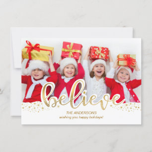 Cartes Pour Fêtes Annuelles Croire Gold Foil Effet Noël Fête Photo