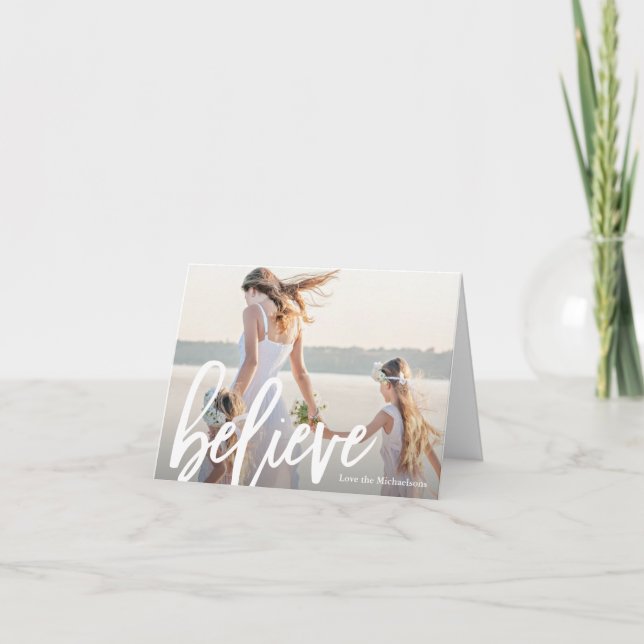 Cartes Pour Fêtes Annuelles Croire le script photo Noël (Devant)