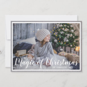 Cartes Pour Fêtes Annuelles Croire magique Noël Silver/Blue Holiday Photo