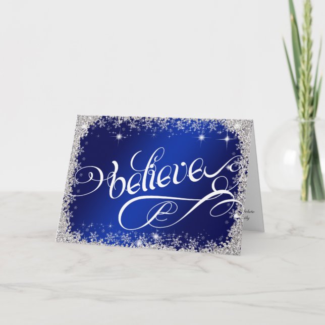 Cartes Pour Fêtes Annuelles croire message PERSONNALISÉ Stunning Royal Blue (Devant)
