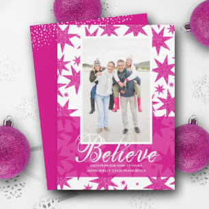 Cartes Pour Fêtes Annuelles Croire Parties scintillant rose Étoiles Noël Photo