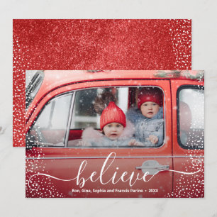 Cartes Pour Fêtes Annuelles CROIRE Script Snowflake Photo