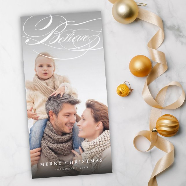 Cartes Pour Fêtes Annuelles Croire Swash Script Religieux Photo de Noël (Créateur téléchargé)