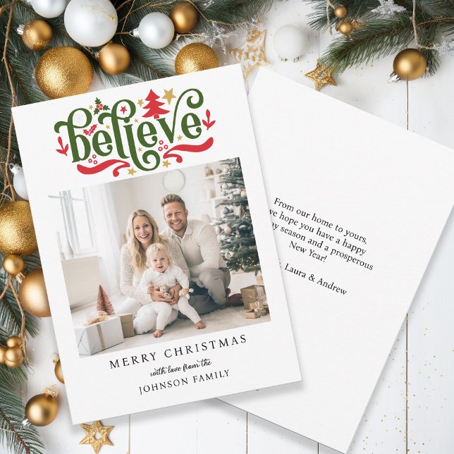 Cartes Pour Fêtes Annuelles Crois-Joyeux Noël ! Photo moderne, simple (Créateur téléchargé)