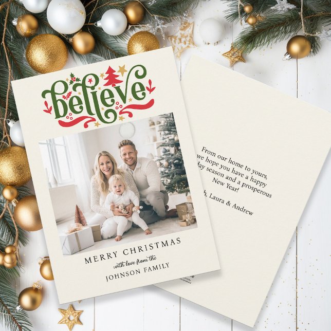 Cartes Pour Fêtes Annuelles Crois-Joyeux Noël ! Photo moderne, simple (Créateur téléchargé)