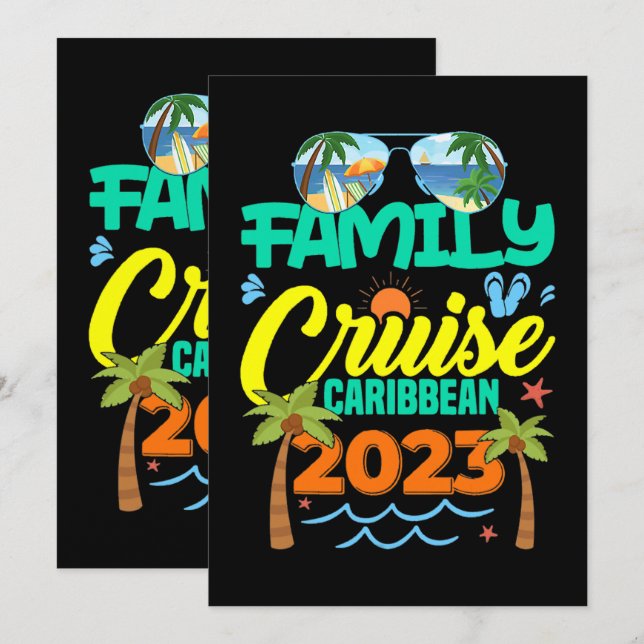 Cartes Pour Fêtes Annuelles Croisière en famille Caraïbes 2023 Vacances d'été (Devant / Derrière)