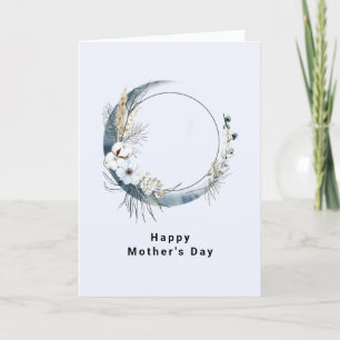 Cartes Pour Fêtes Annuelles Croissant de Lune Bleu avec Fleurs Blanches Fête d