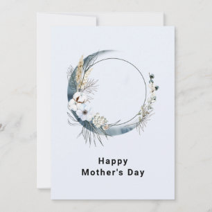 Cartes Pour Fêtes Annuelles Croissant de Lune Bleu avec Fleurs Blanches Fête d