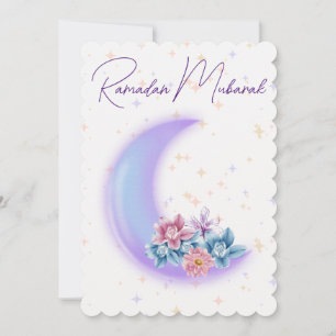 Cartes Pour Fêtes Annuelles Croissant floral mignon islamique Ramadan Moubarak